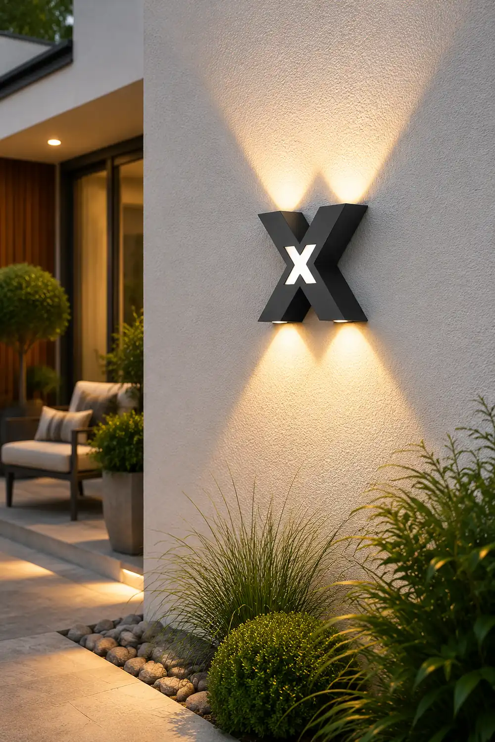 X Shape Creative Waterproof LED Black Modern Outdoor Wall Lamp Exterior Lights - Lumpaz