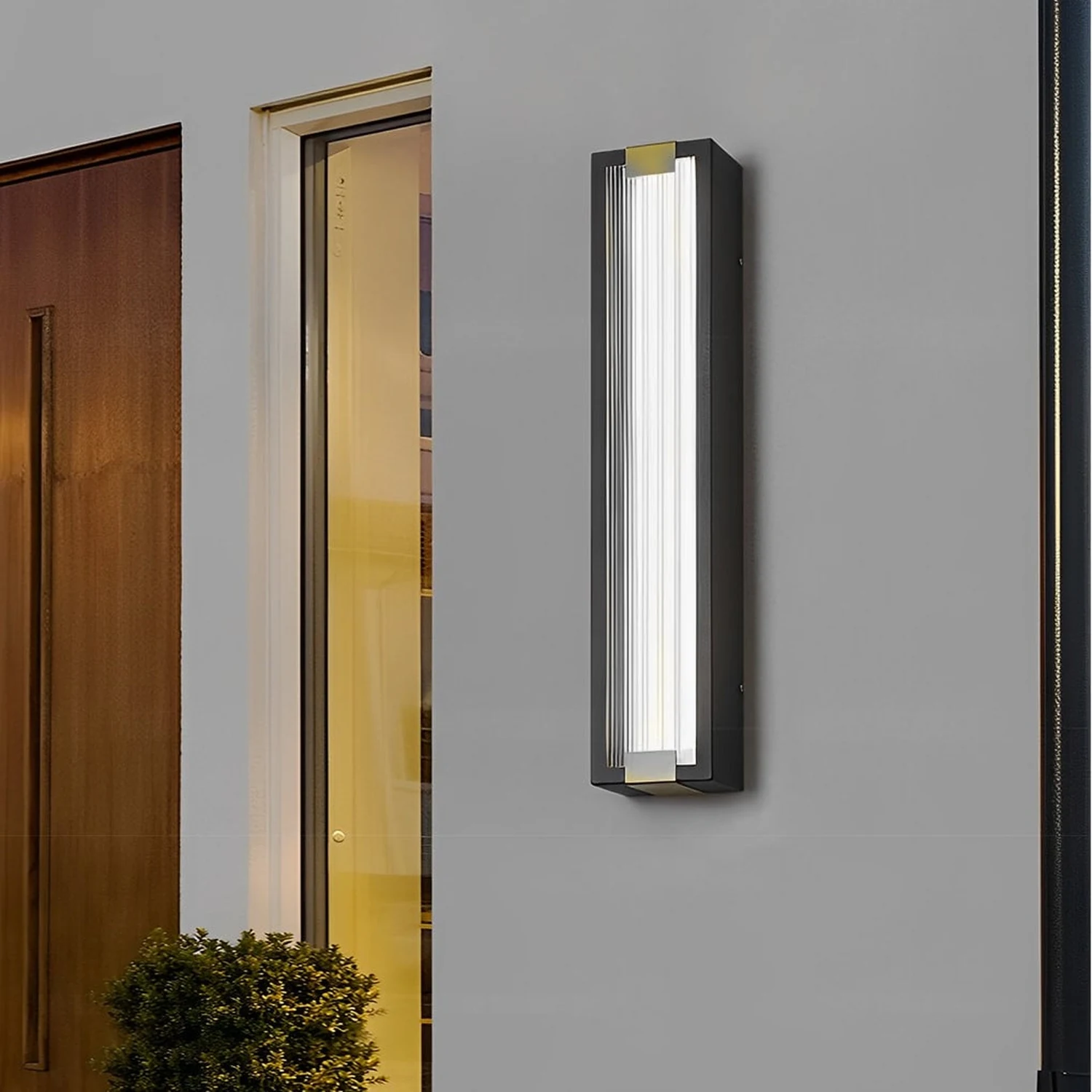 Rectangular Strip Waterproof LED Black Modern Porch Lights Wall Sconces - Lumpaz