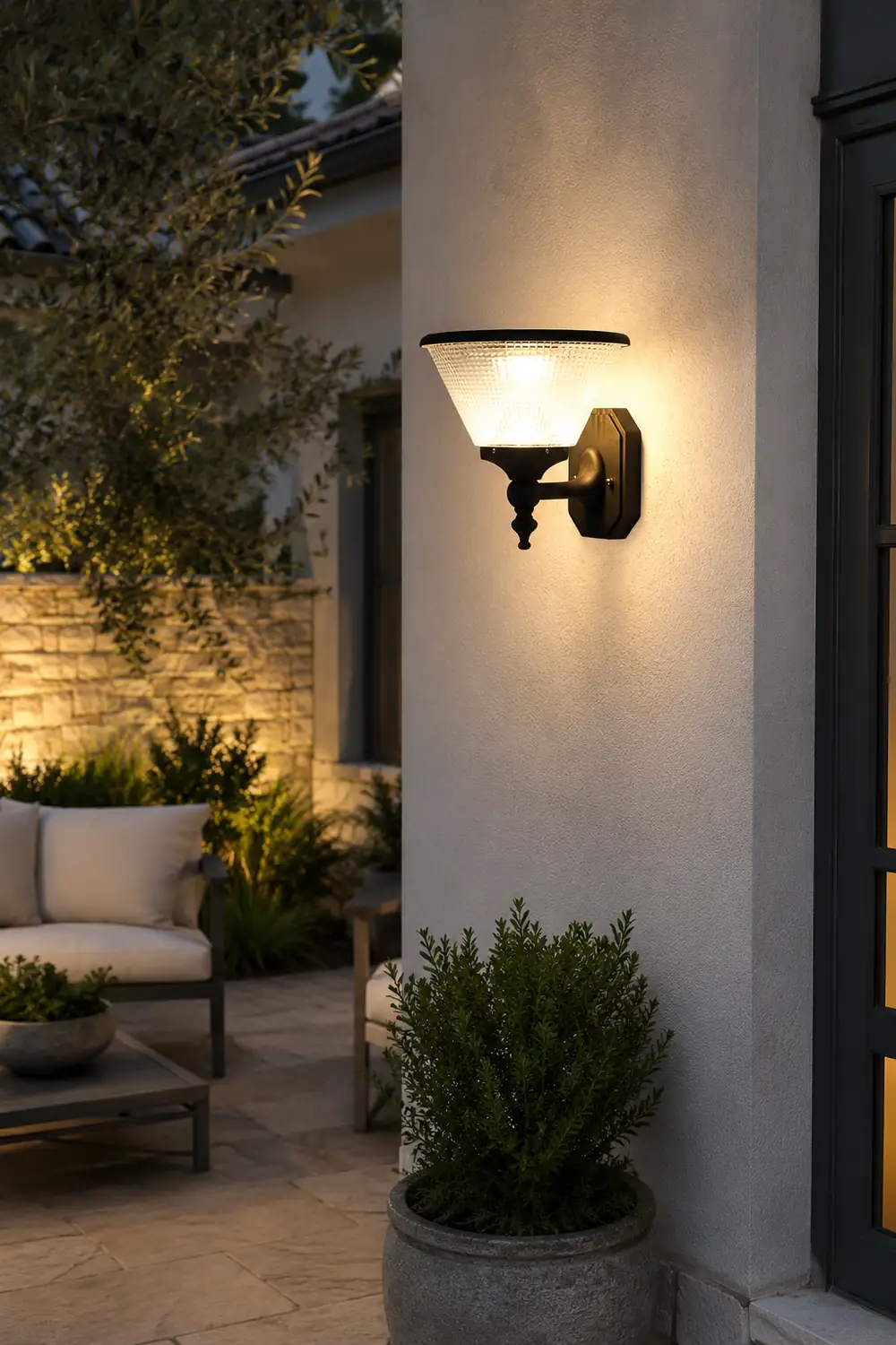 Round Waterproof LED Three Step Dimming with Remote Solar Wall Lights - Lumpaz