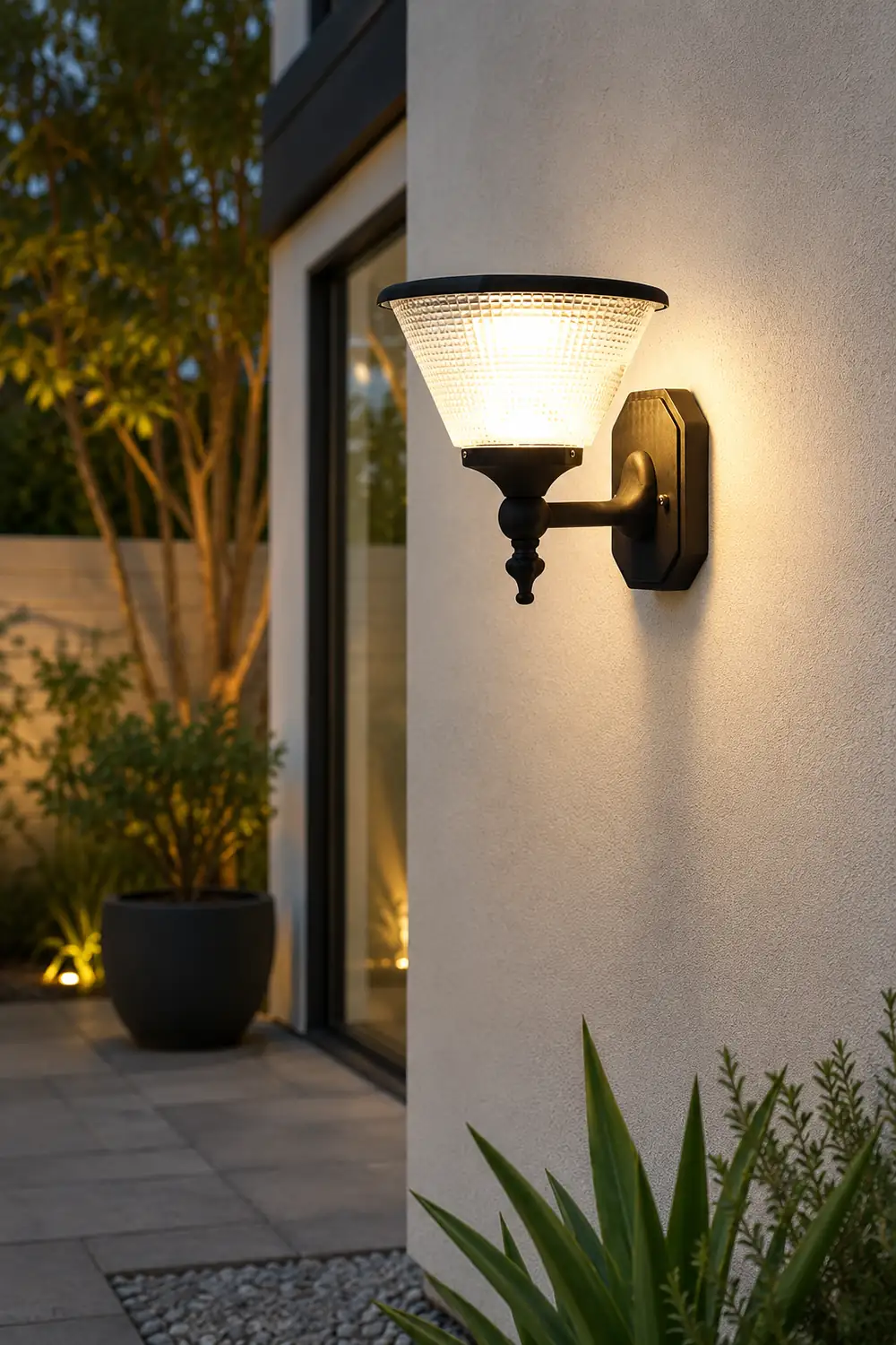Round Waterproof LED Three Step Dimming with Remote Solar Wall Lights - Lumpaz