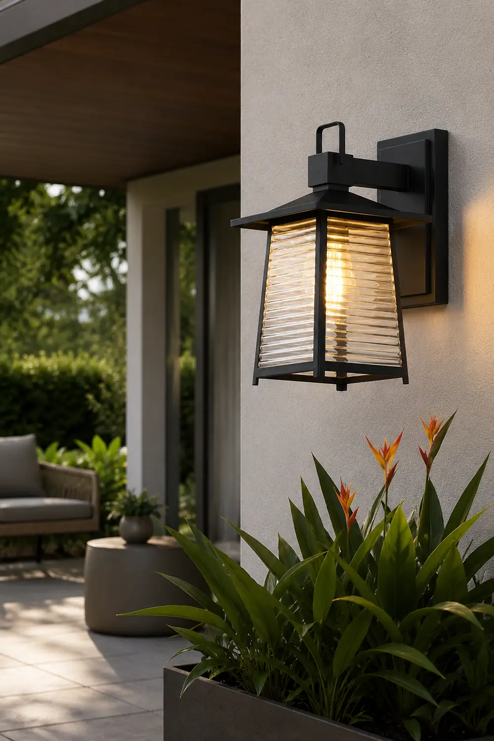 Waterproof Thickened Glass Black Retro Solar Outdoor Wall Lights - Lumpaz