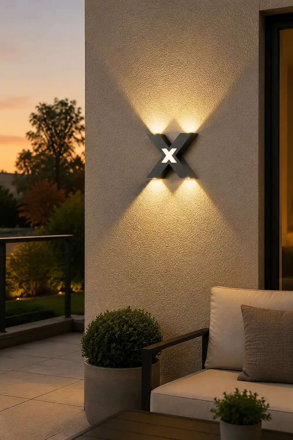 X Shape Creative Waterproof LED Black Modern Outdoor Wall Lamp Exterior Lights - Lumpaz