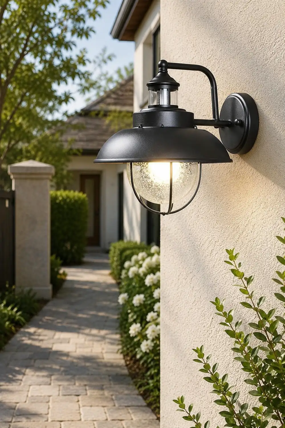 Antique Round Iron Bubbles Glass American Style Outdoor Wall Lights - Lumpaz