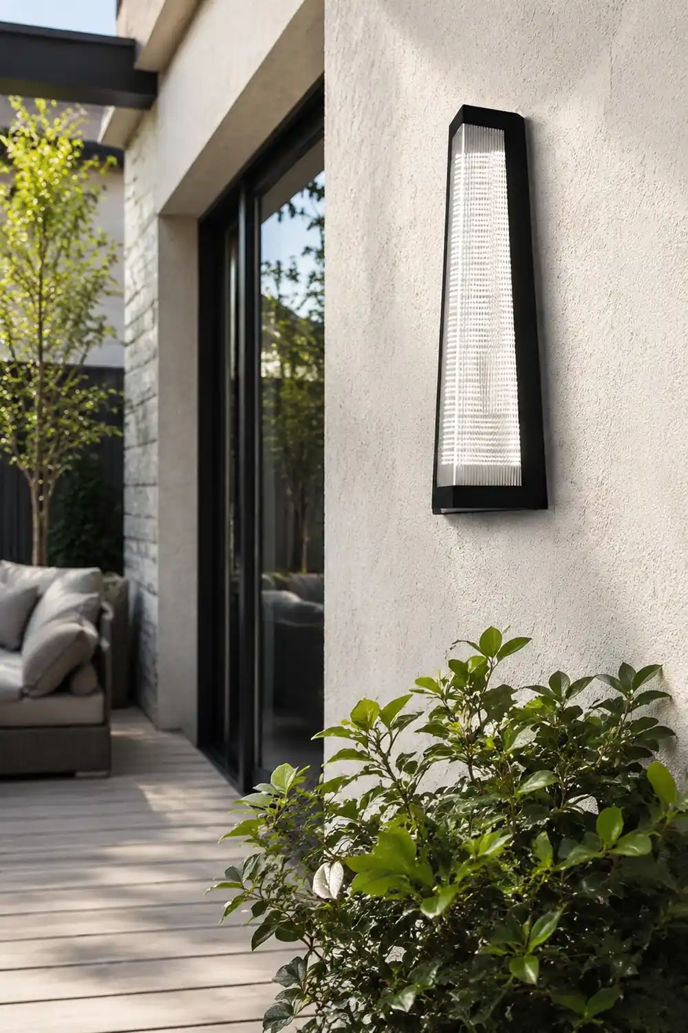 Striped Acrylic Waterproof LED Black Modern Outdoor Wall Lights Fixture - Lumpaz