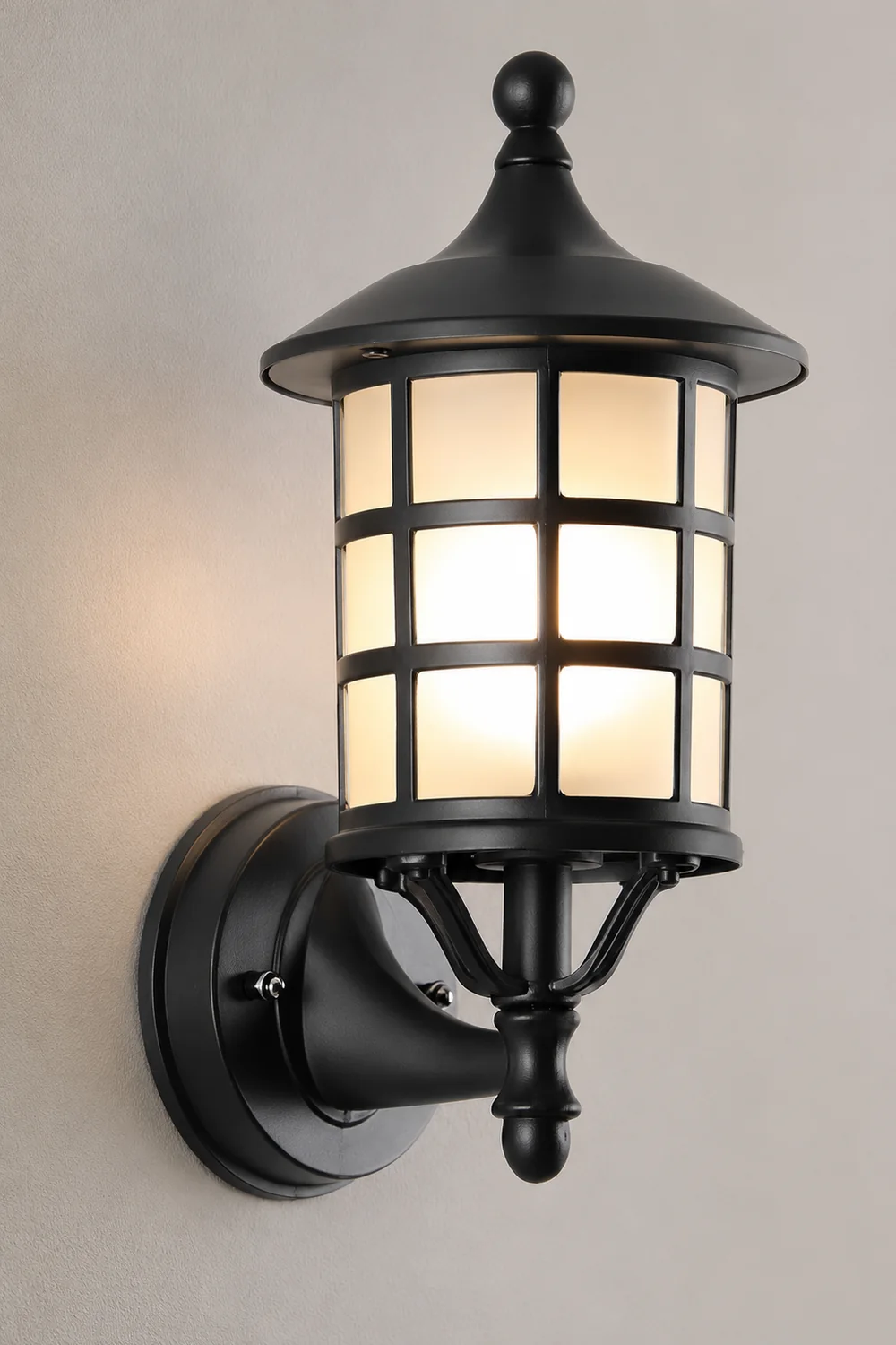 Retro Round Three Step Dimming Black European-style Solar Wall Sconces - Lumpaz