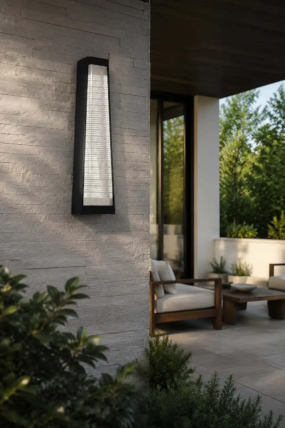 Striped Acrylic Waterproof LED Black Modern Outdoor Wall Lights Fixture - Lumpaz