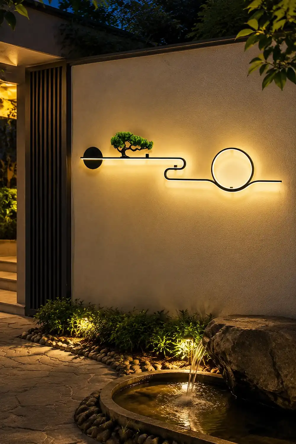 Moon Tree Scenery Waterproof LED Black Retro Outdoor Wall Lights Sconces - Lumpaz