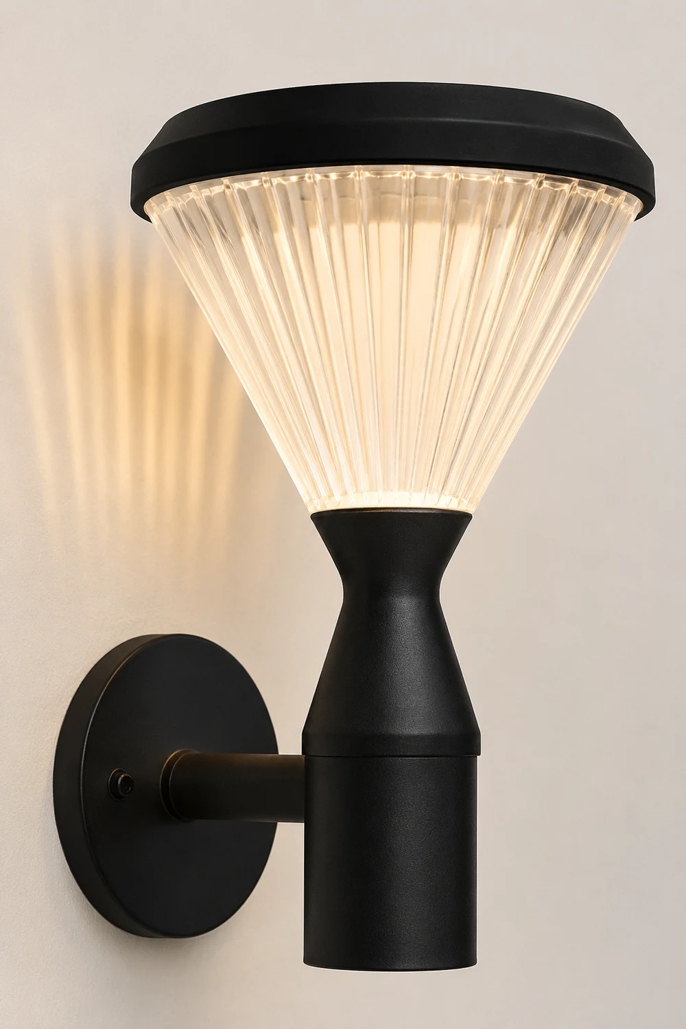 Round Waterproof Light Control LED Black Modern Solar Outdoor Lights - Lumpaz