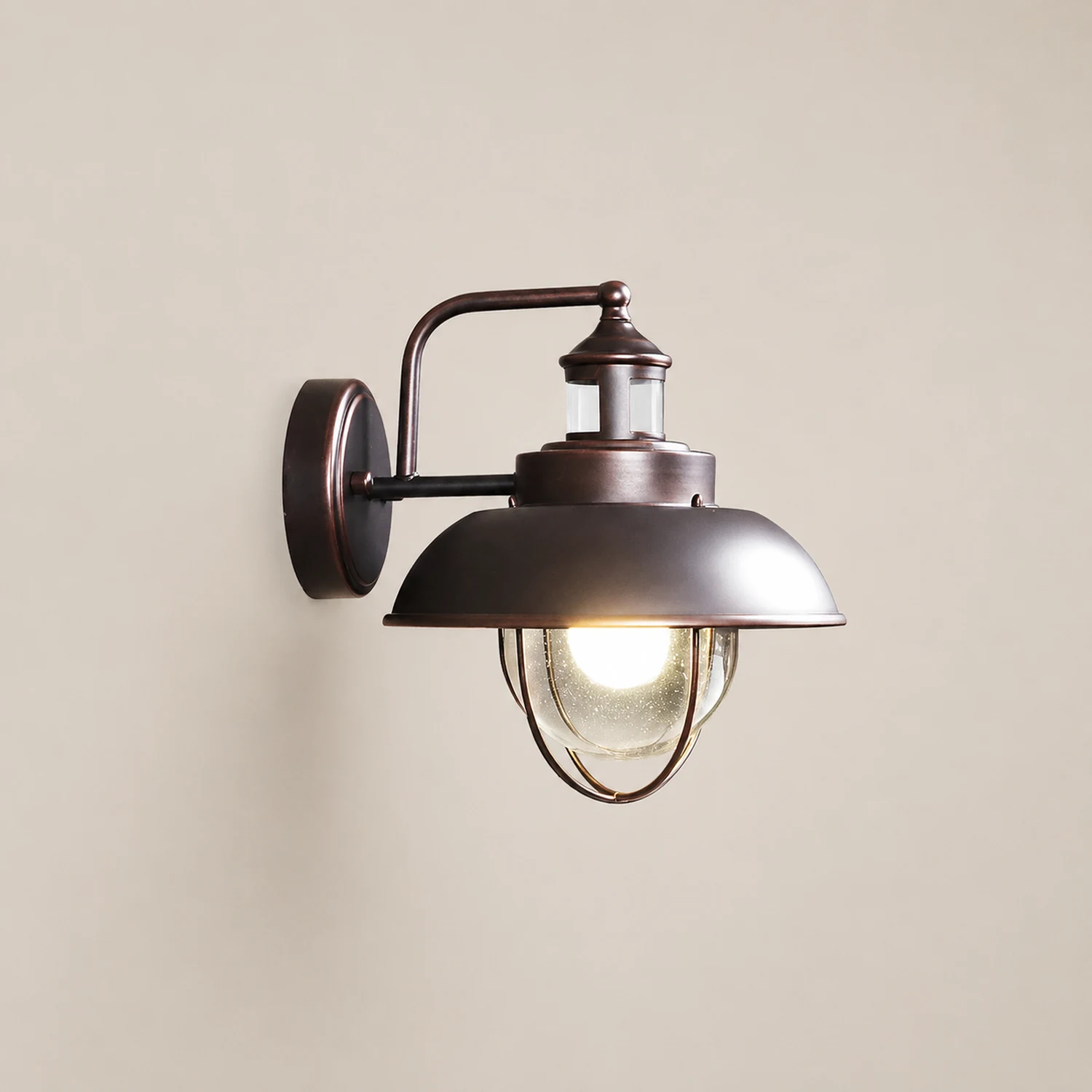 Antique Round Iron Bubbles Glass American Style Outdoor Wall Lights - Lumpaz