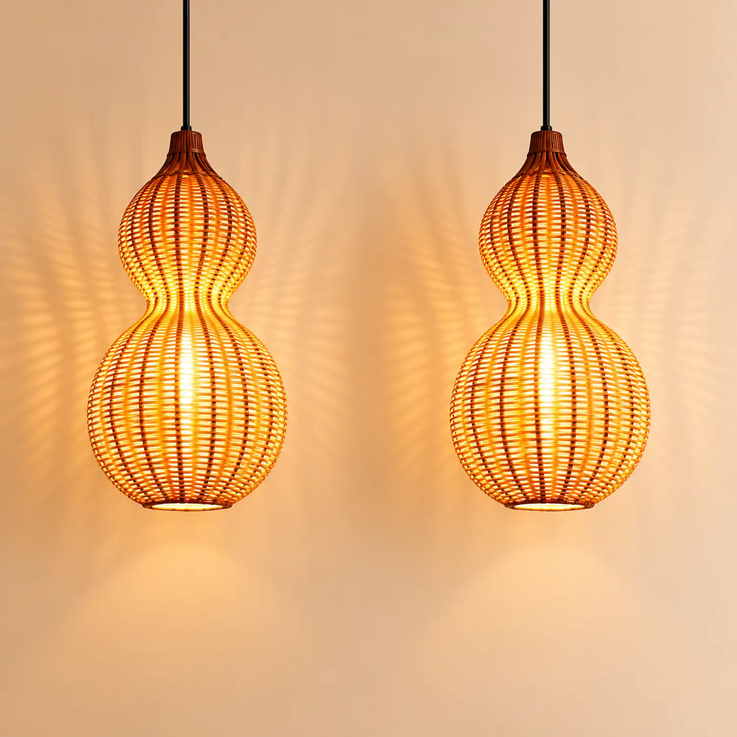 Rattan Gourd Waterproof Retro Outdoor Chandelier Porch Lights Wall Lamp - Lumpaz
