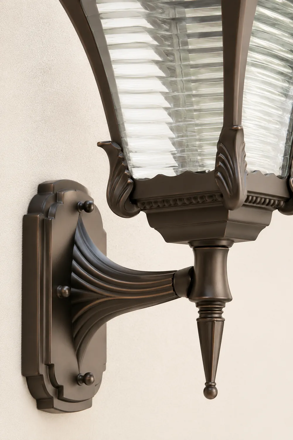 Vintage Striped Glass LED Waterproof Black Retro Solar Wall Lights - Lumpaz