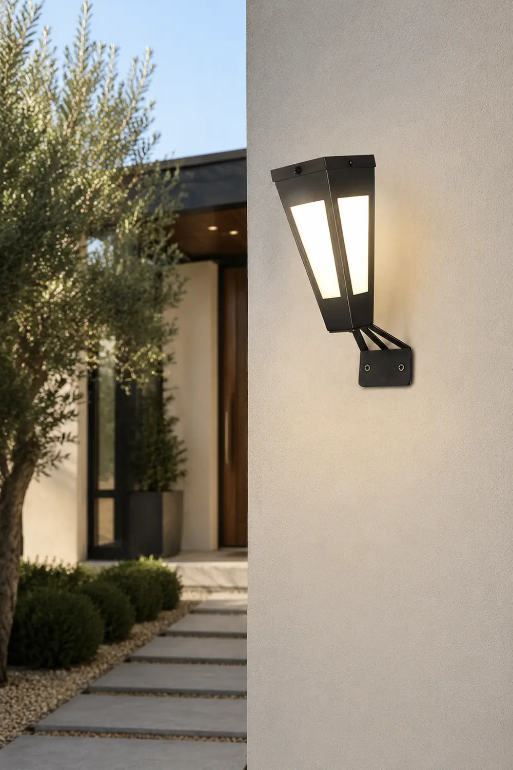 Waterproof Intelligent Metal LED Black Modern Solar Outdoor Wall Light - Lumpaz