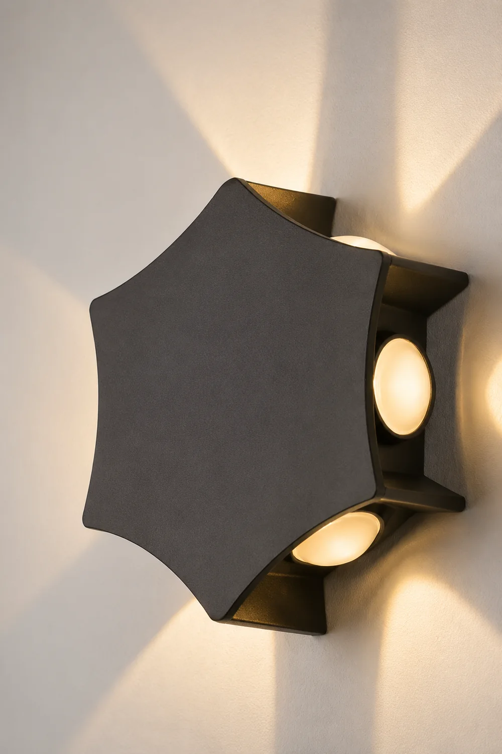 Unique Star Up and Down Lighting LED Waterproof Black Modern Wall Lamp - Lumpaz