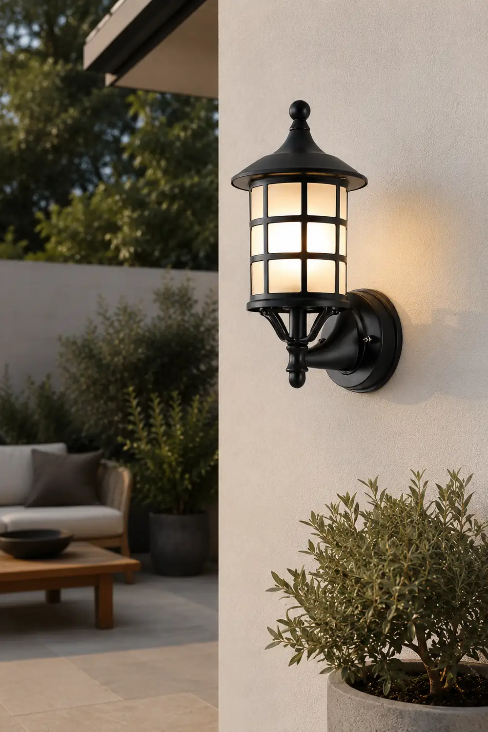 Retro Round Three Step Dimming Black European-style Solar Wall Sconces - Lumpaz