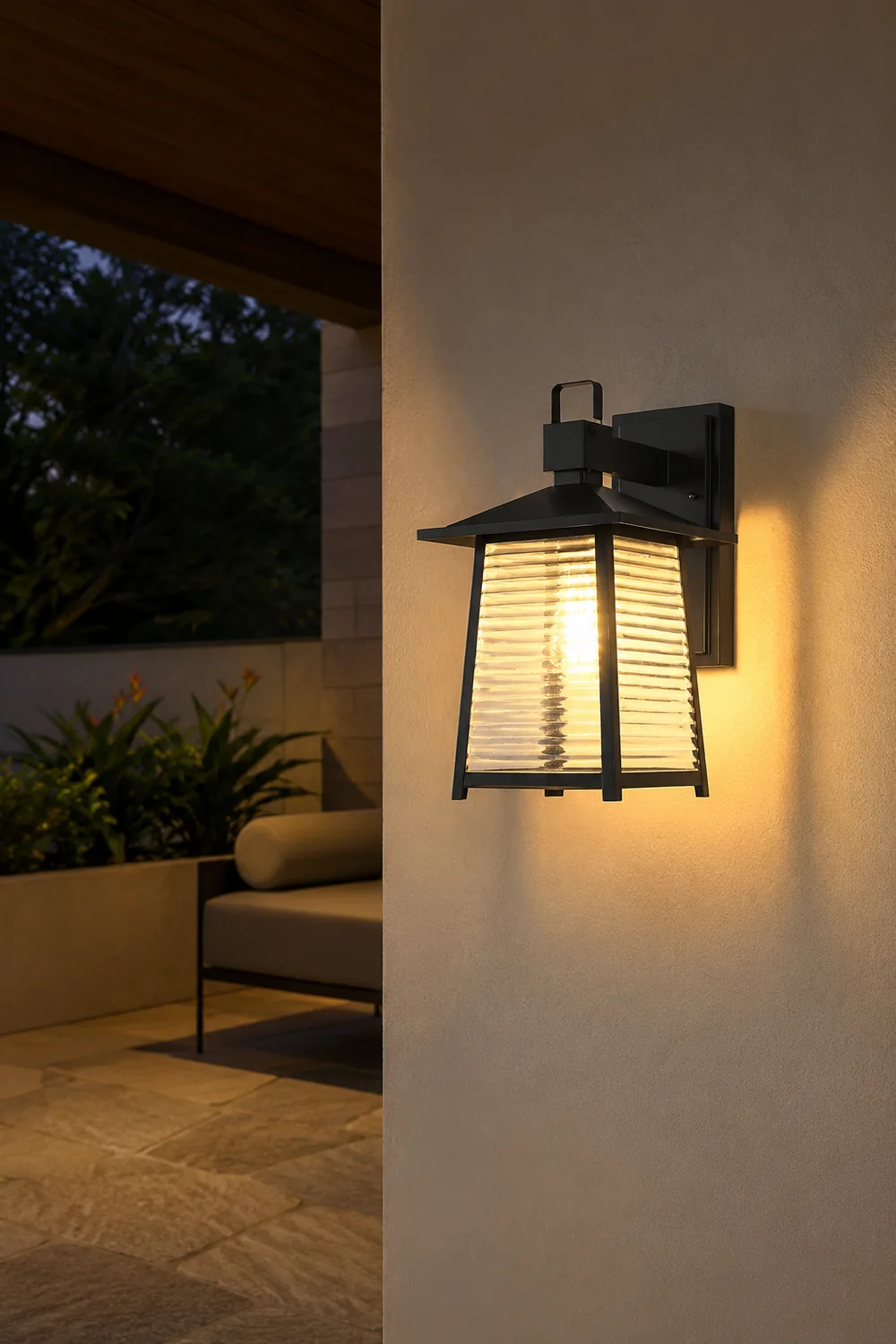 Waterproof Thickened Glass Black Retro Solar Outdoor Wall Lights - Lumpaz