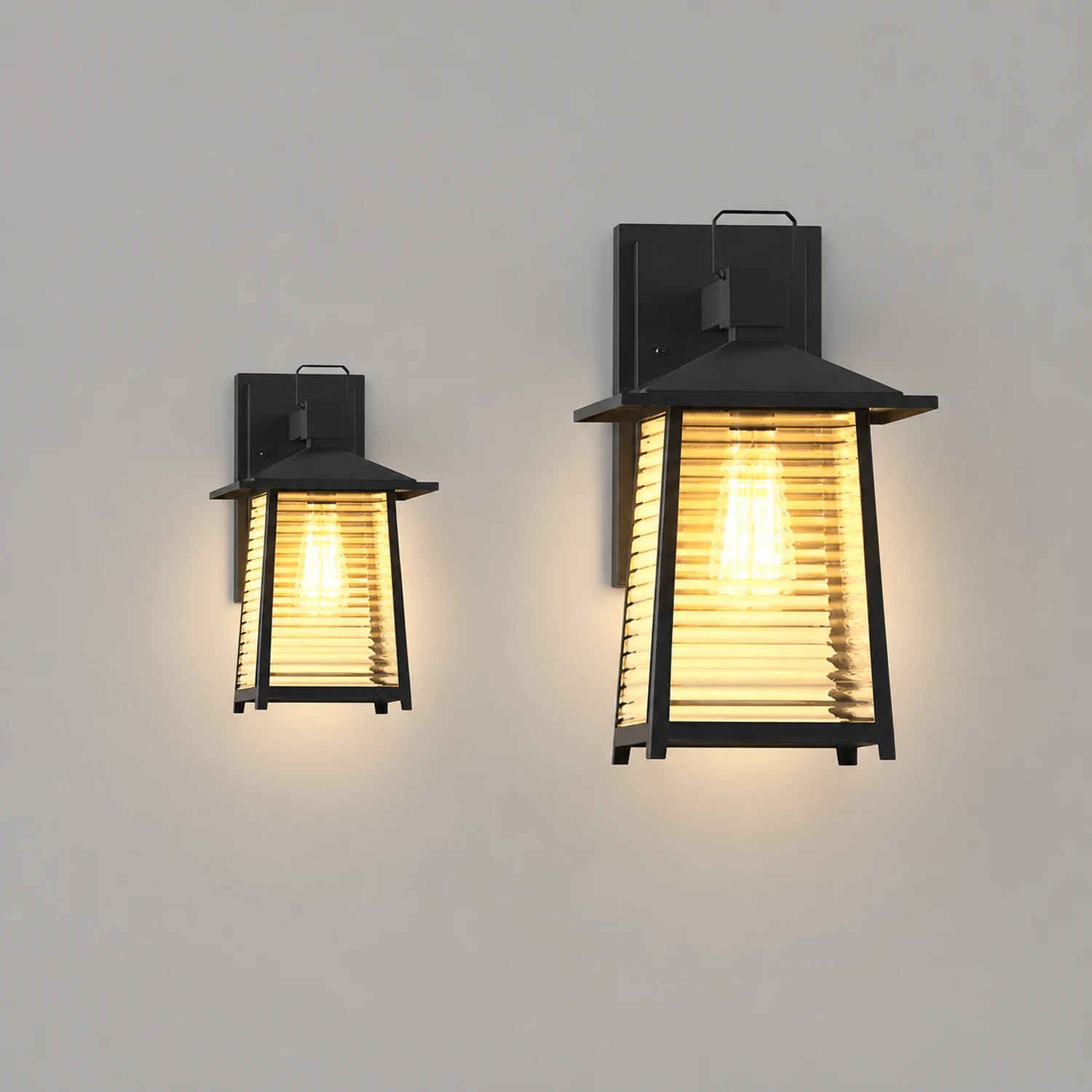 Waterproof Thickened Glass Black Retro Solar Outdoor Wall Lights - Lumpaz