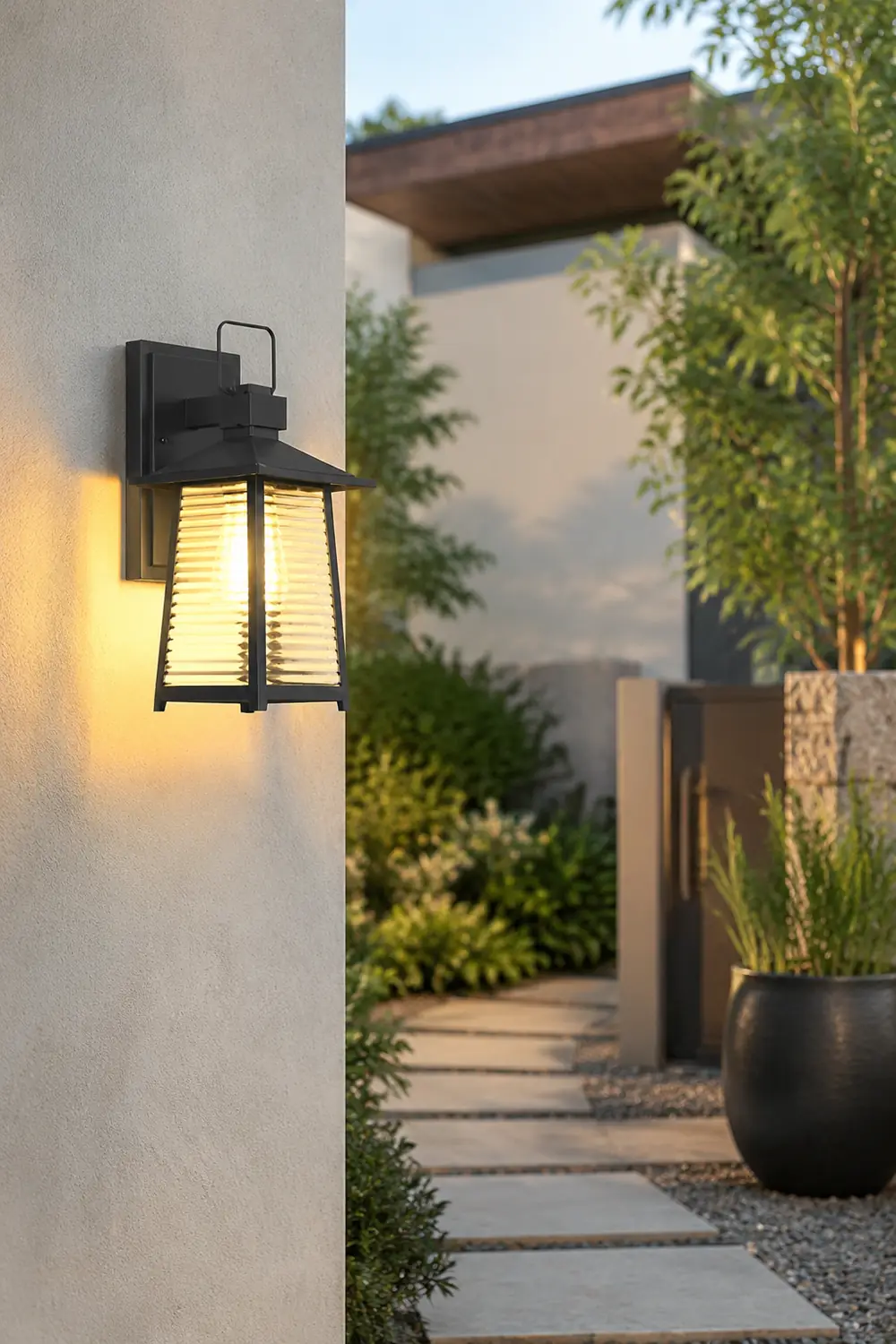Waterproof Thickened Glass Black Retro Solar Outdoor Wall Lights - Lumpaz