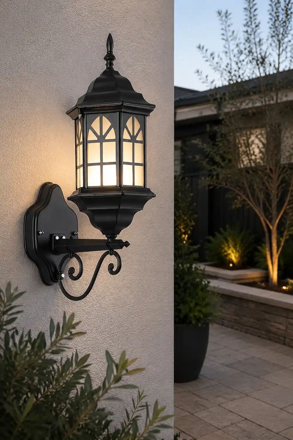 Retro Waterproof Dimmable LED Solar Wall Lamp with Remote Exterior Lights - Lumpaz