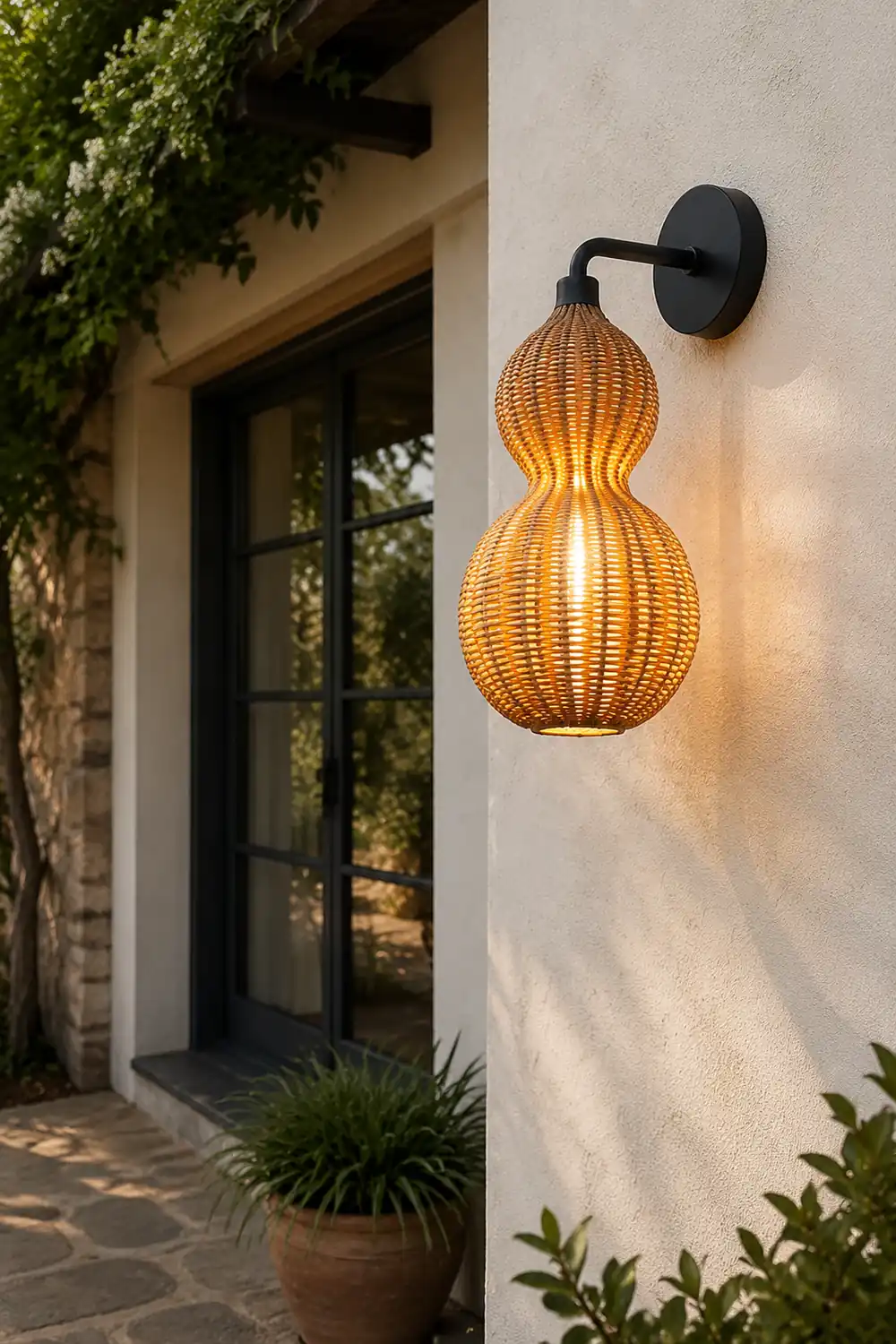 Rattan Gourd Waterproof Retro Outdoor Chandelier Porch Lights Wall Lamp - Lumpaz