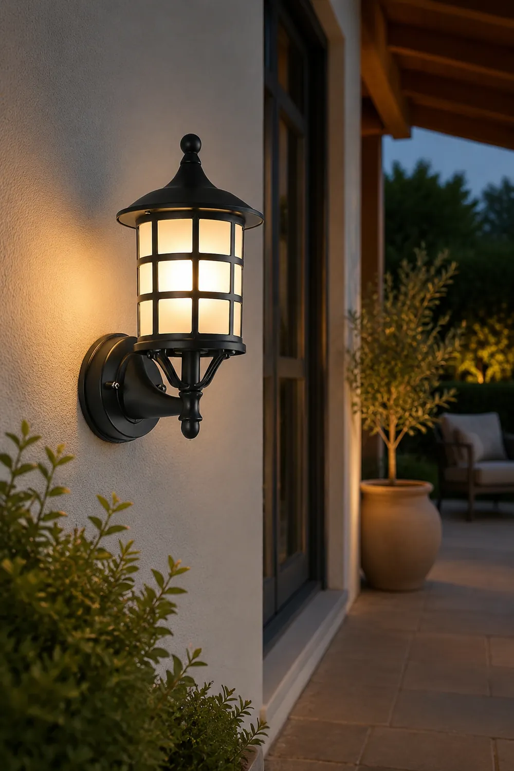 Retro Round Three Step Dimming Black European-style Solar Wall Sconces - Lumpaz