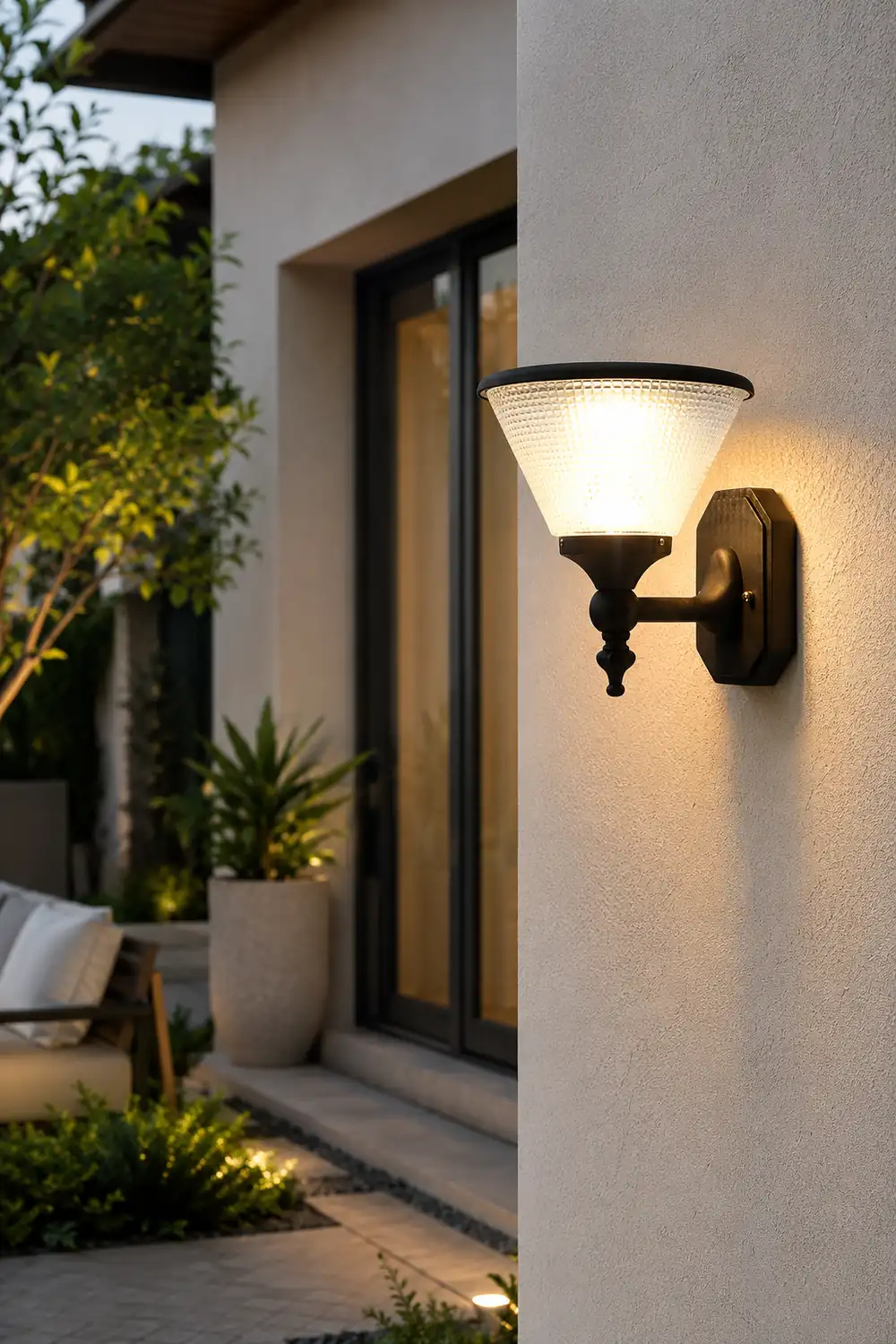 Round Waterproof LED Three Step Dimming with Remote Solar Wall Lights - Lumpaz