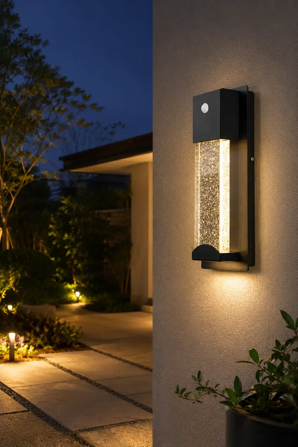 Minimalist Crystal Bubble Glass Waterproof LED Motion Sensor Wall Lamp - Lumpaz