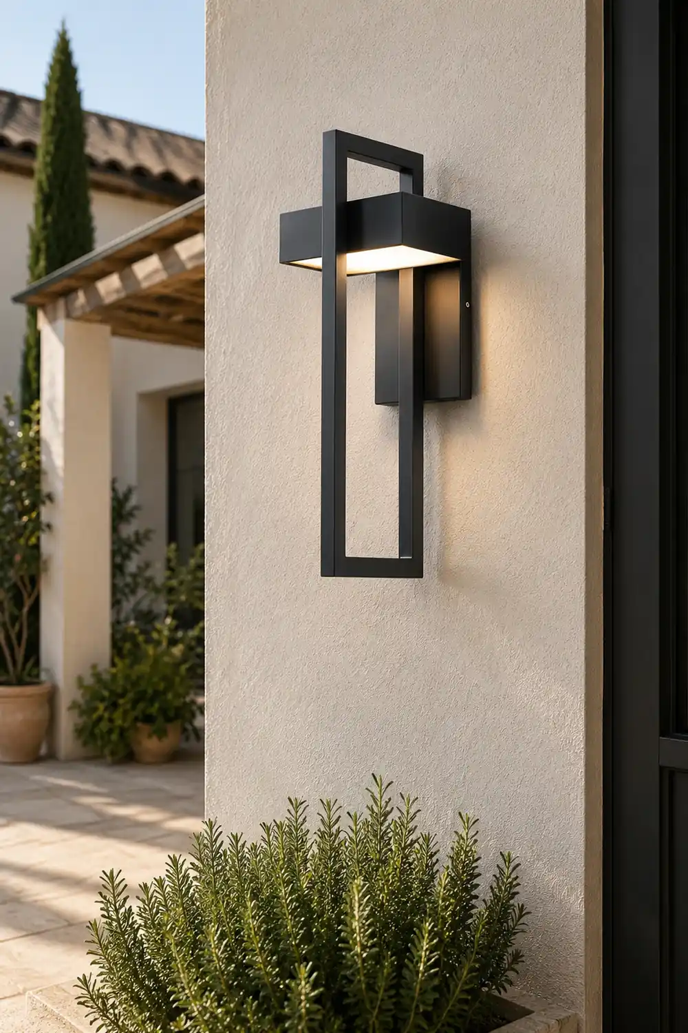 Rectangular Minimalist LED Waterproof Black Modern Outdoor Wall Lamp - Lumpaz