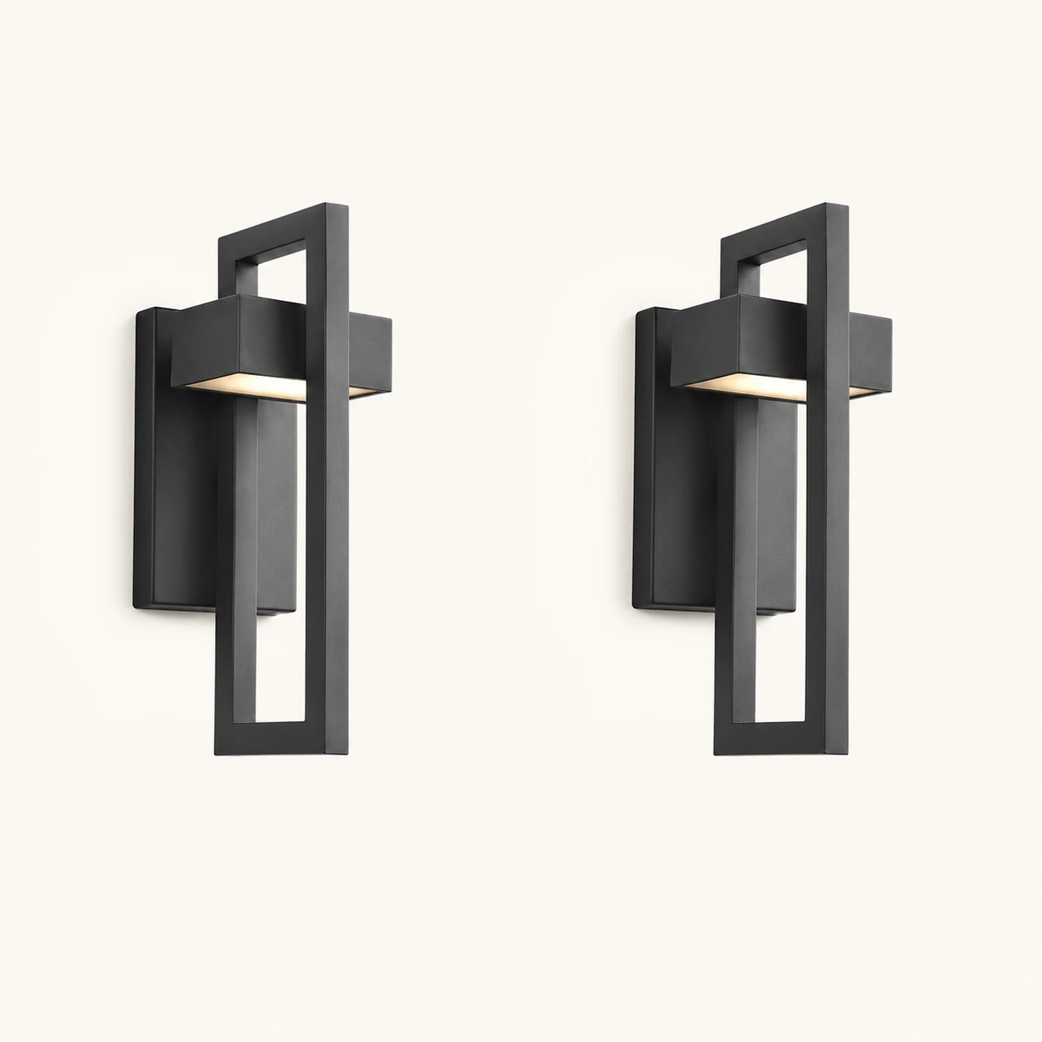 Rectangular Minimalist LED Waterproof Black Modern Outdoor Wall Lamp - Lumpaz