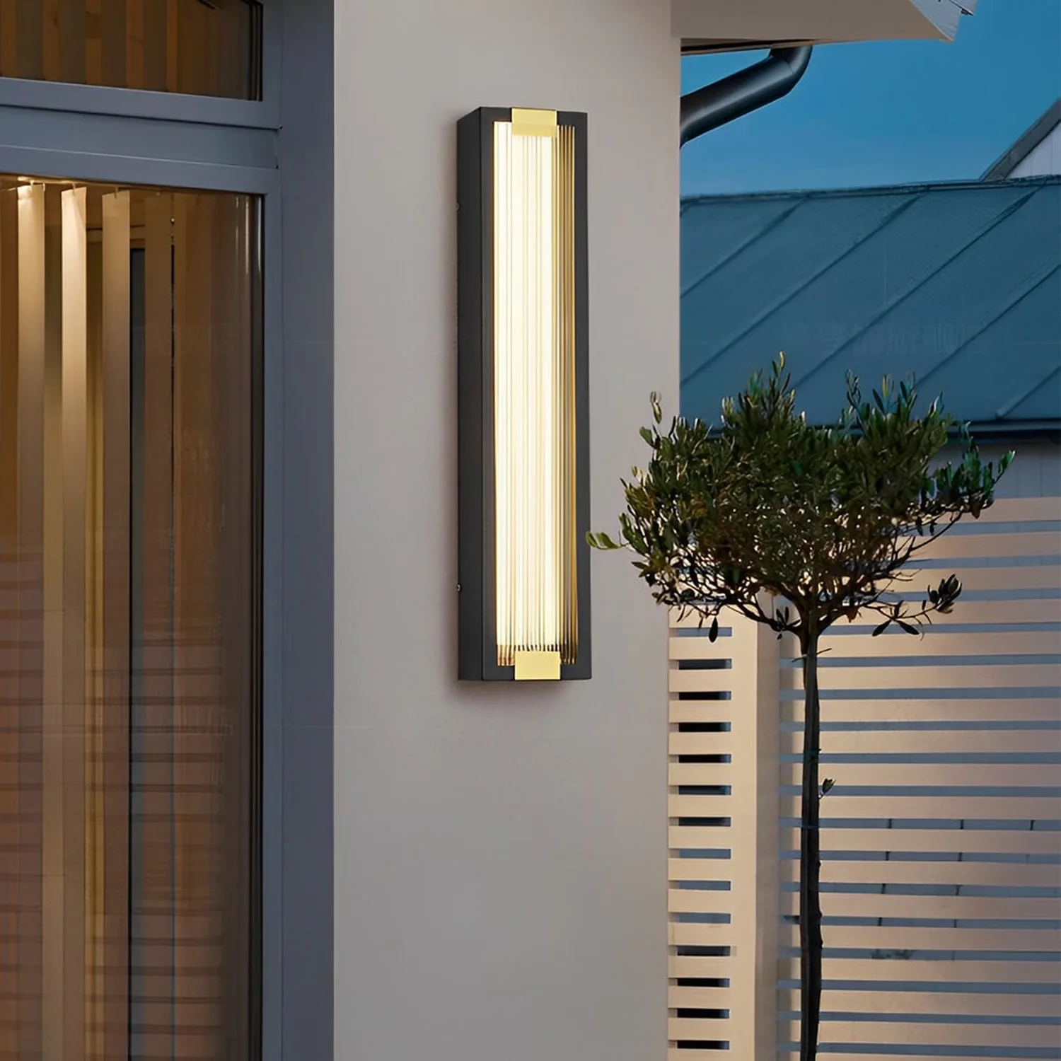 Rectangular Strip Waterproof LED Black Modern Porch Lights Wall Sconces - Lumpaz