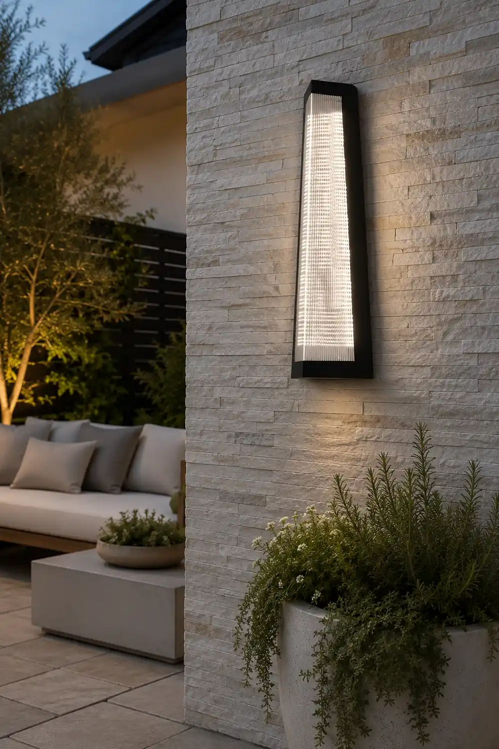 Striped Acrylic Waterproof LED Black Modern Outdoor Wall Lights Fixture - Lumpaz