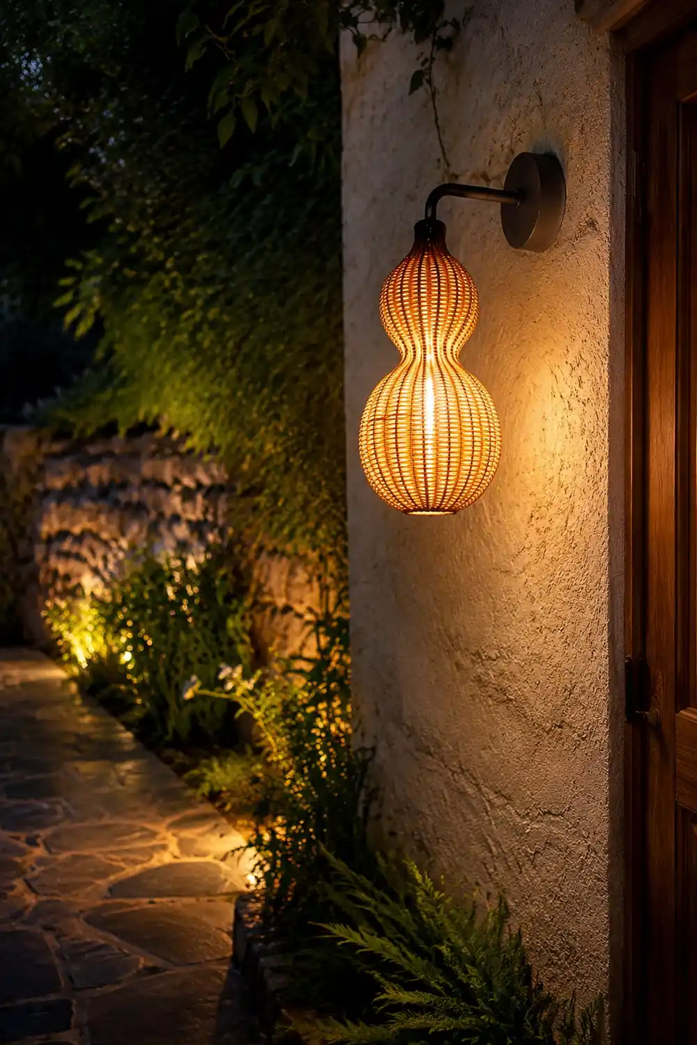 Rattan Gourd Waterproof Retro Outdoor Chandelier Porch Lights Wall Lamp - Lumpaz