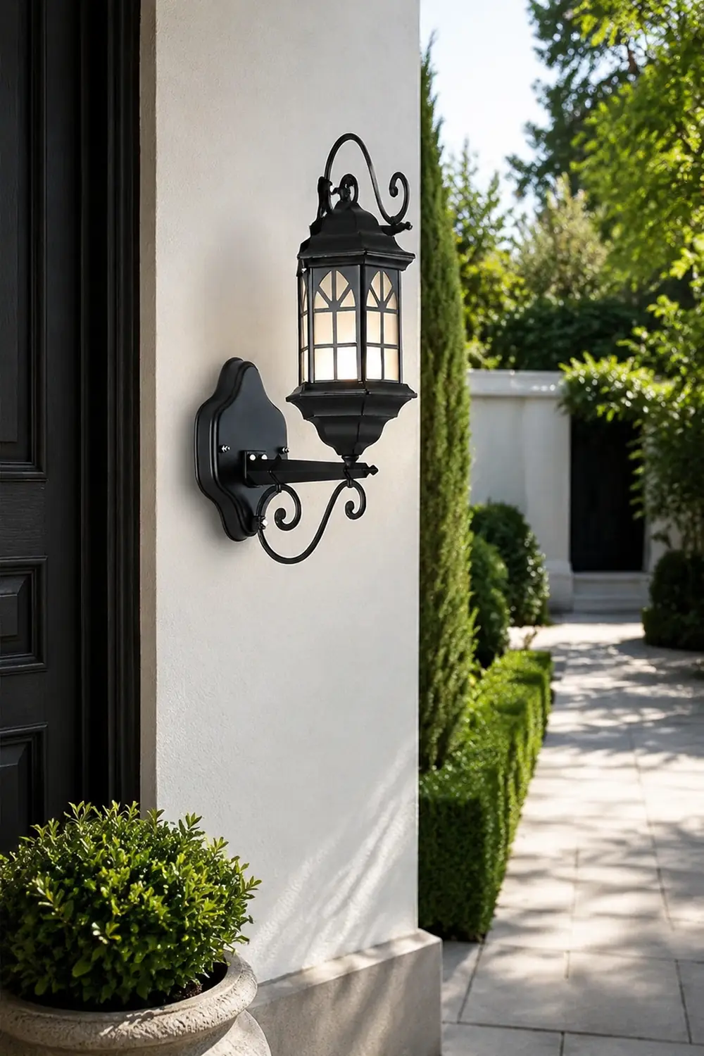 Retro Waterproof Dimmable LED Solar Wall Lamp with Remote Exterior Lights - Lumpaz