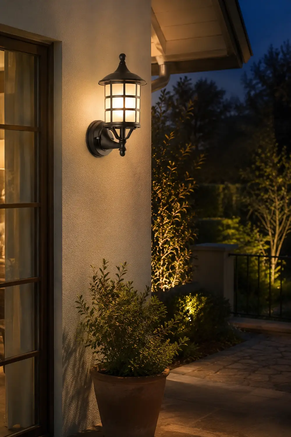 Retro Round Three Step Dimming Black European-style Solar Wall Sconces - Lumpaz