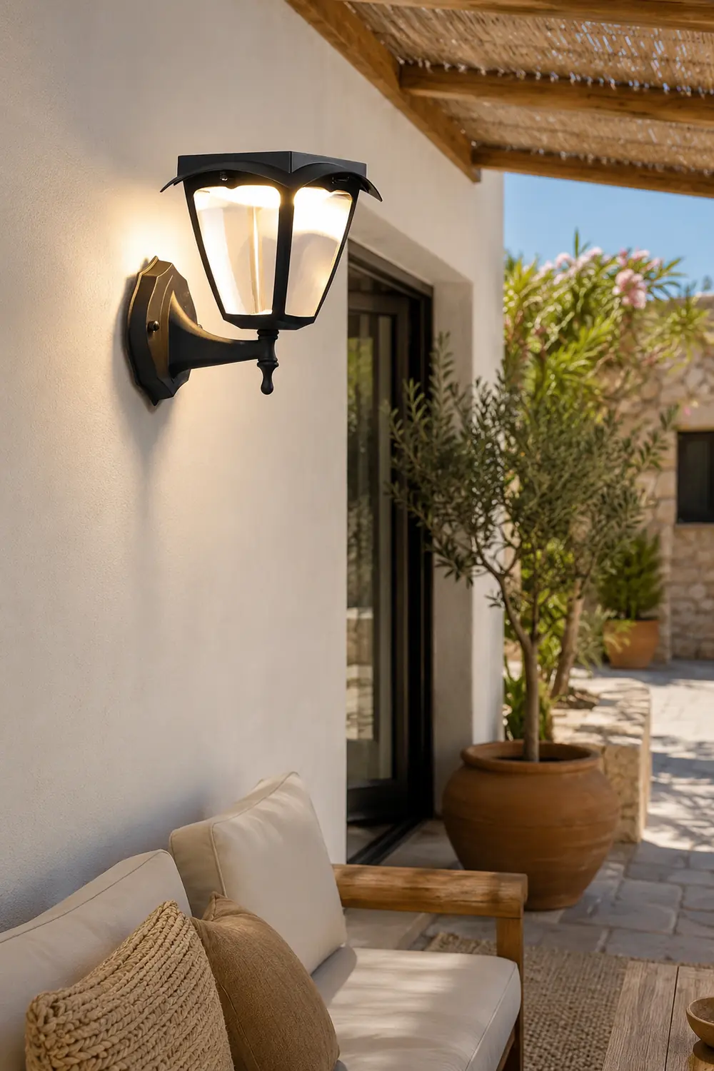 Square Dimmable LED Intelligent Black Modern Solar Outdoor Wall Lights - Lumpaz