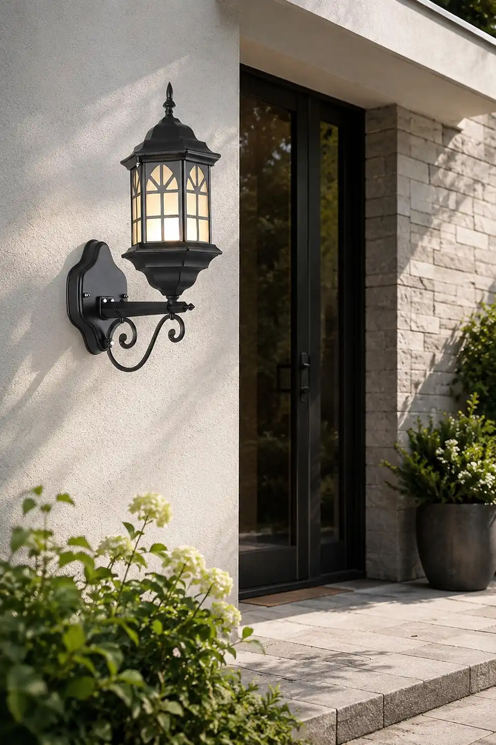 Retro Waterproof Dimmable LED Solar Wall Lamp with Remote Exterior Lights - Lumpaz