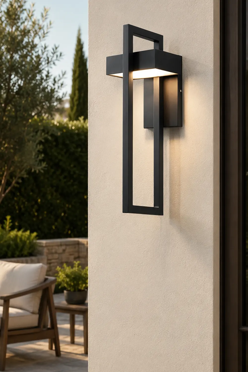 Rectangular Minimalist LED Waterproof Black Modern Outdoor Wall Lamp - Lumpaz