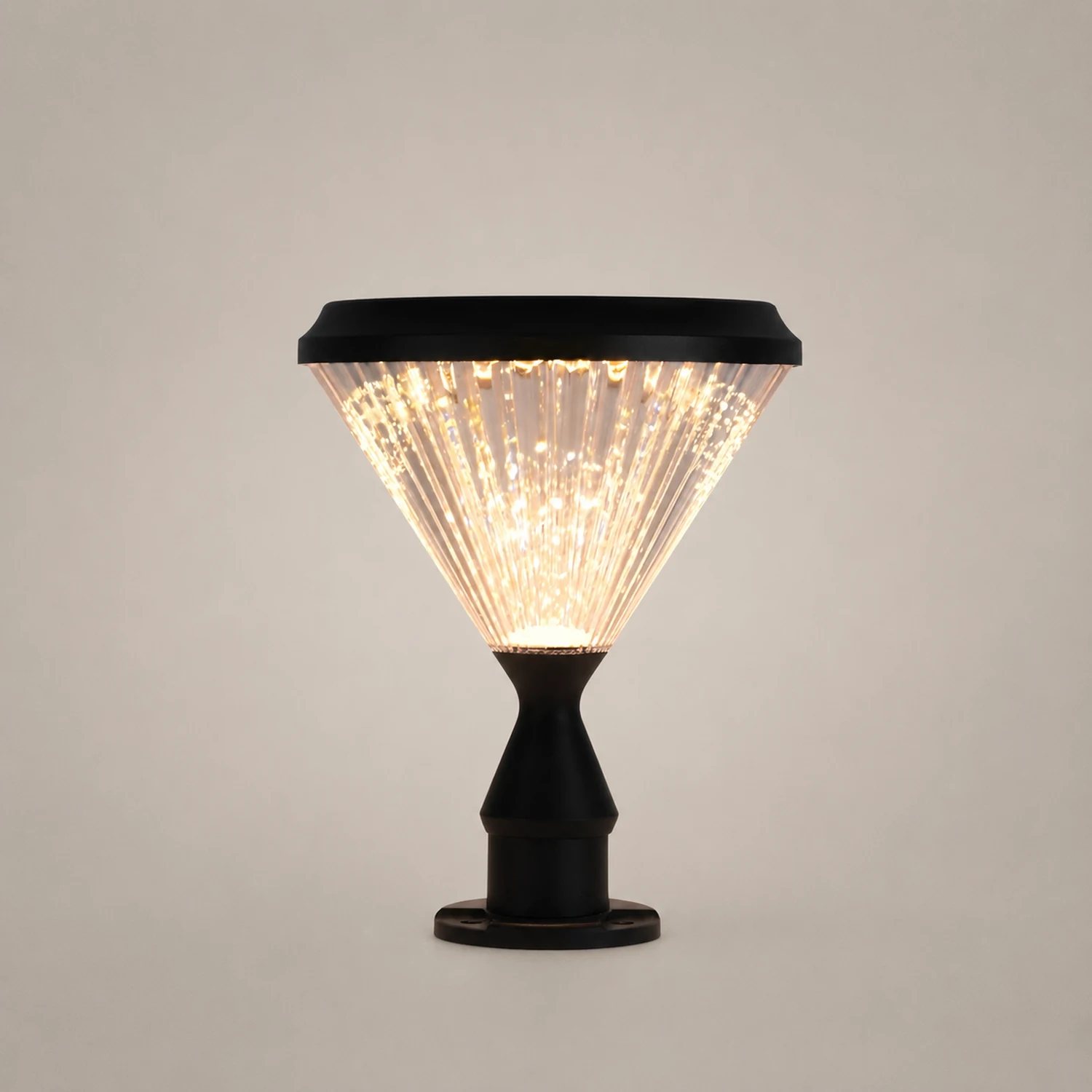 Round Waterproof Light Control LED Black Modern Solar Outdoor Lights - Lumpaz