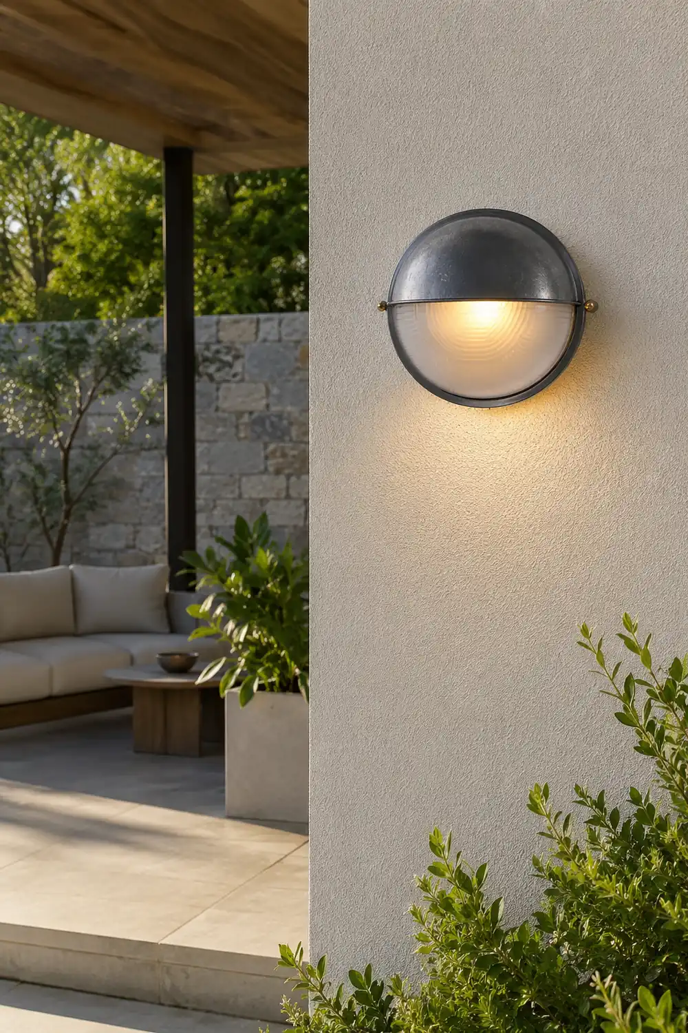Round Oval Cast Aluminum Glass Waterproof Retro Industrial Wall Lamp - Lumpaz