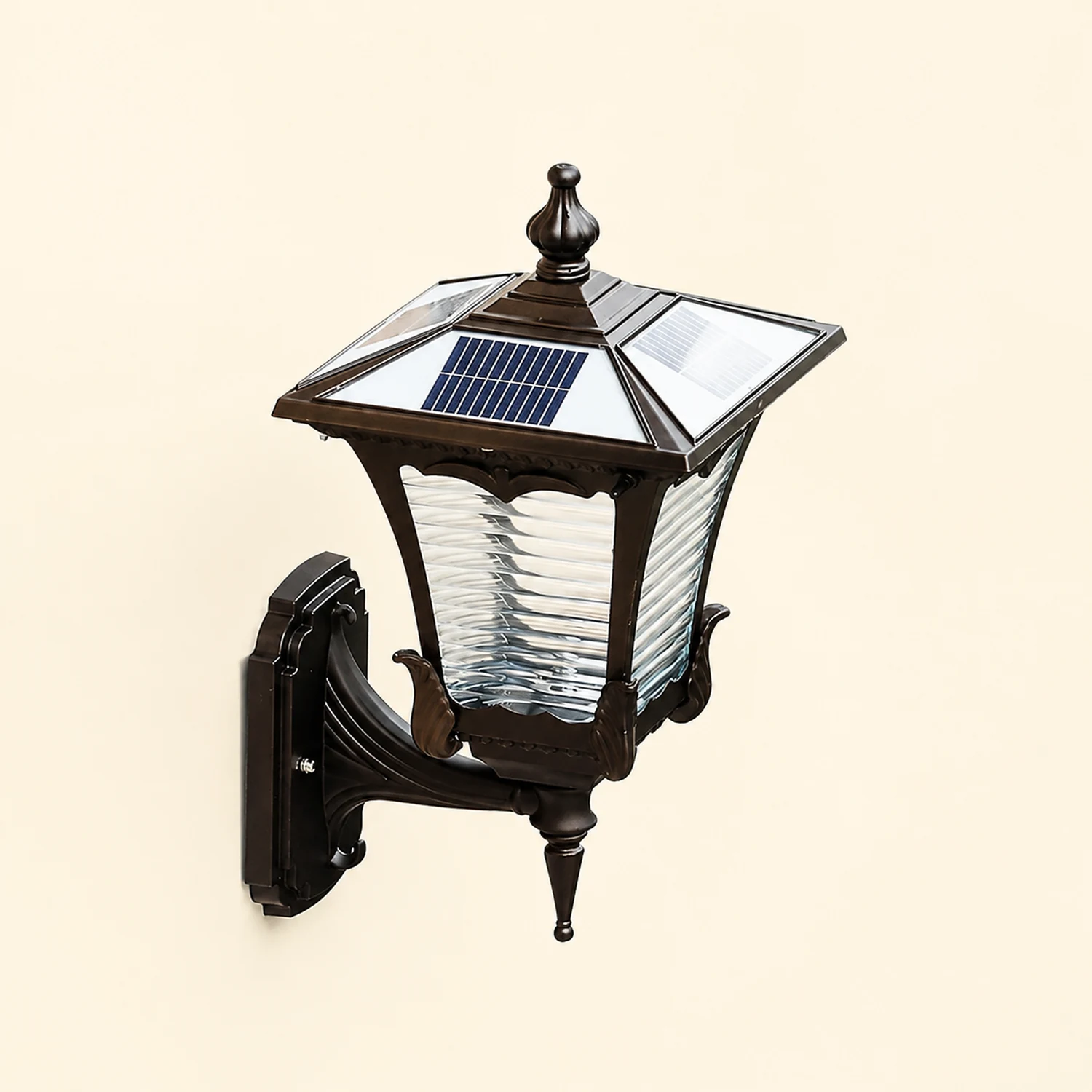 Vintage Striped Glass LED Waterproof Black Retro Solar Wall Lights - Lumpaz