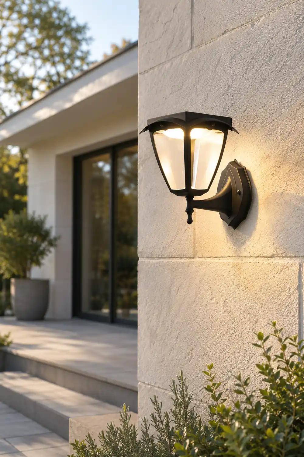 Square Dimmable LED Intelligent Black Modern Solar Outdoor Wall Lights - Lumpaz