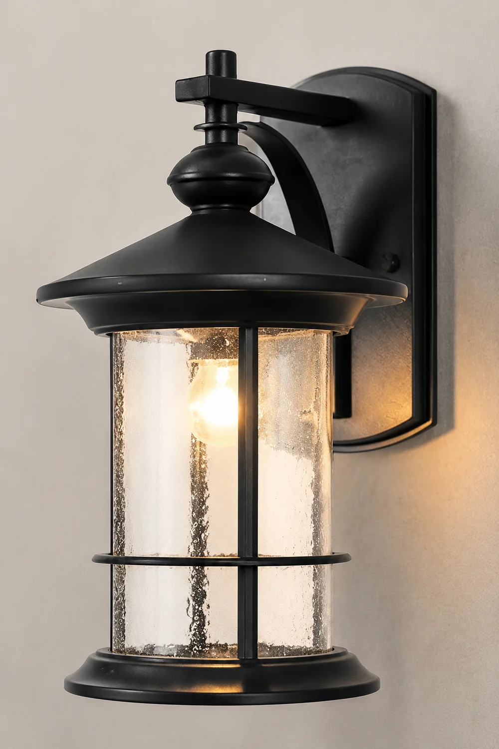 Retro Aluminum Glass LED Waterproof Black American Garden Wall Lamp - Lumpaz