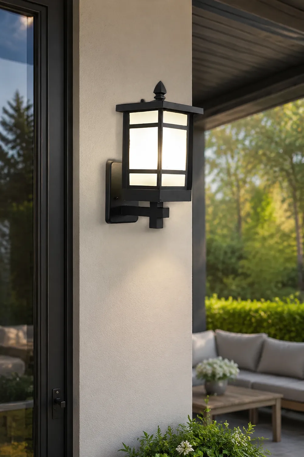 Vintage Waterproof LED Glass Matte Black Retro Wall Lamp Exterior Lights - Lumpaz