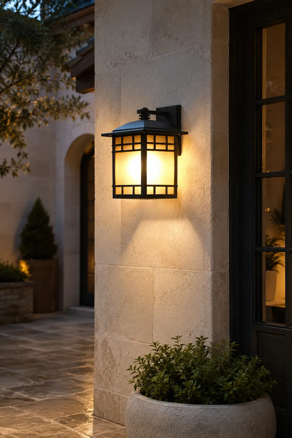 Square Retro Waterproof Yellow Glass Shade Vintage Outdoor Wall Lights - Lumpaz