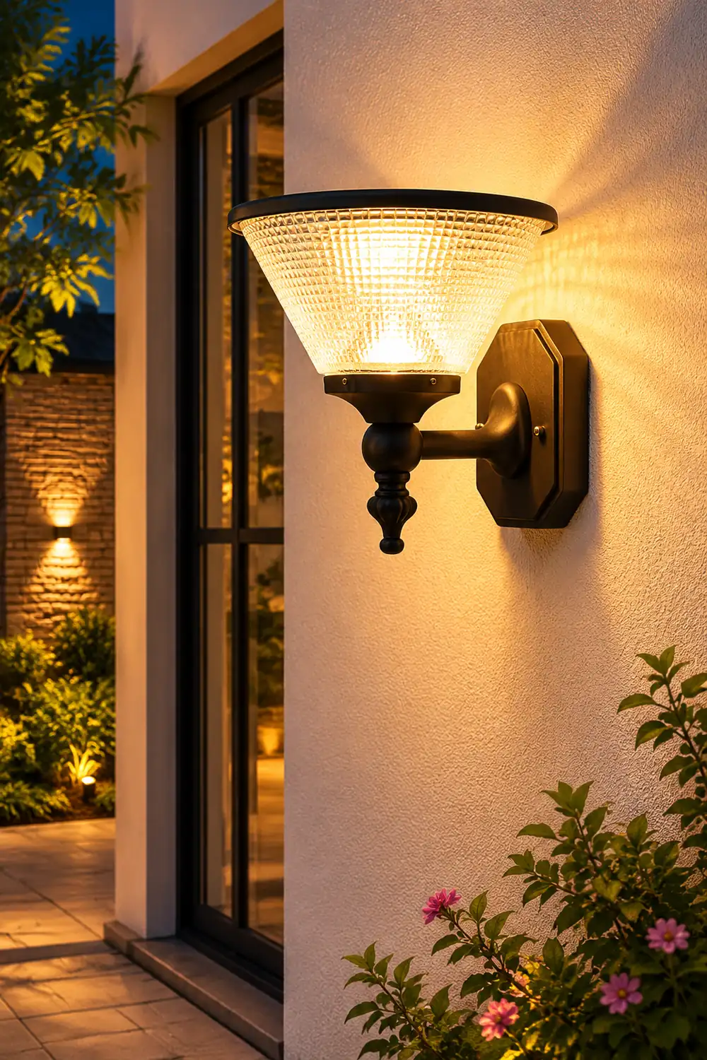 Round Waterproof LED Three Step Dimming with Remote Solar Wall Lights - Lumpaz