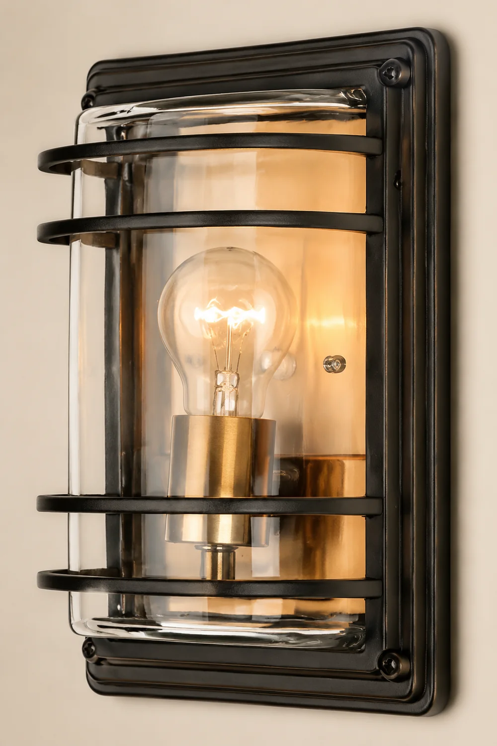 Vintage Aluminum Brown Glass Waterproof Modern Outdoor Wall Light - Lumpaz