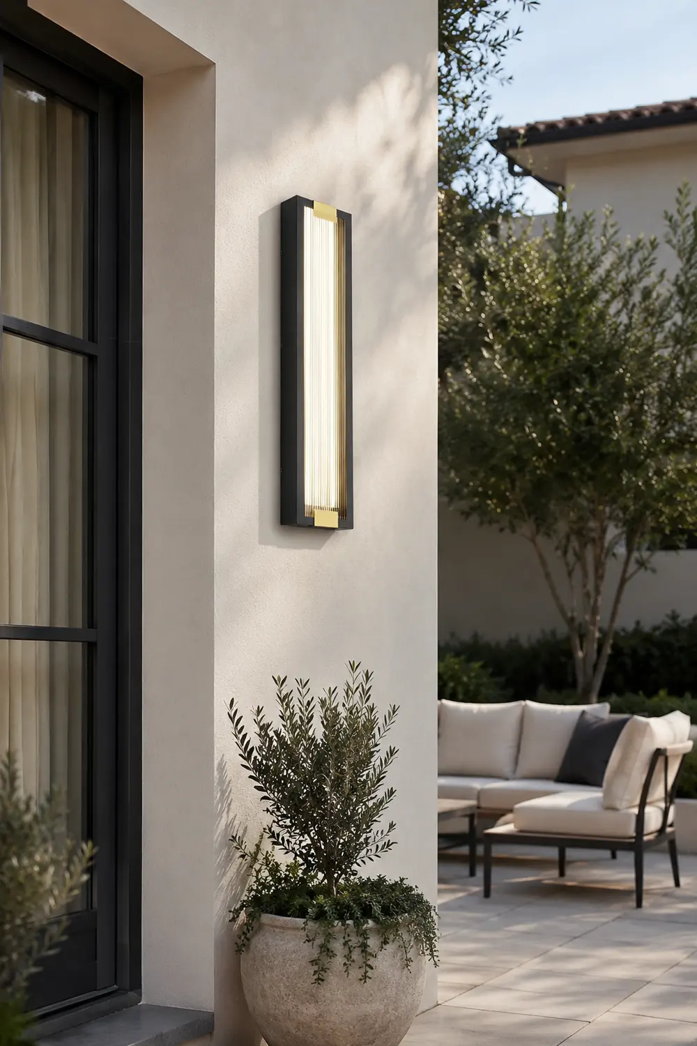 Rectangular Strip Waterproof LED Black Modern Porch Lights Wall Sconces - Lumpaz