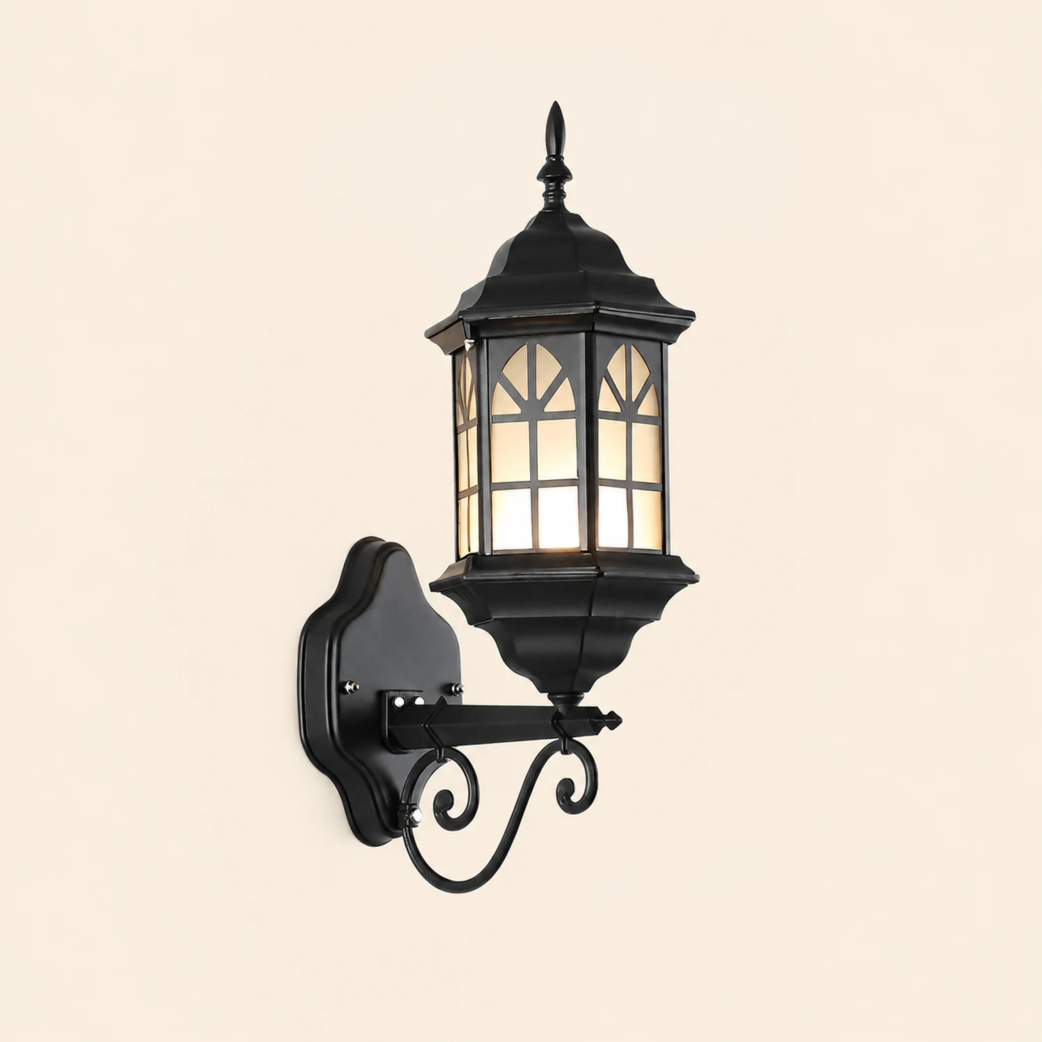 Retro Waterproof Dimmable LED Solar Wall Lamp with Remote Exterior Lights - Lumpaz