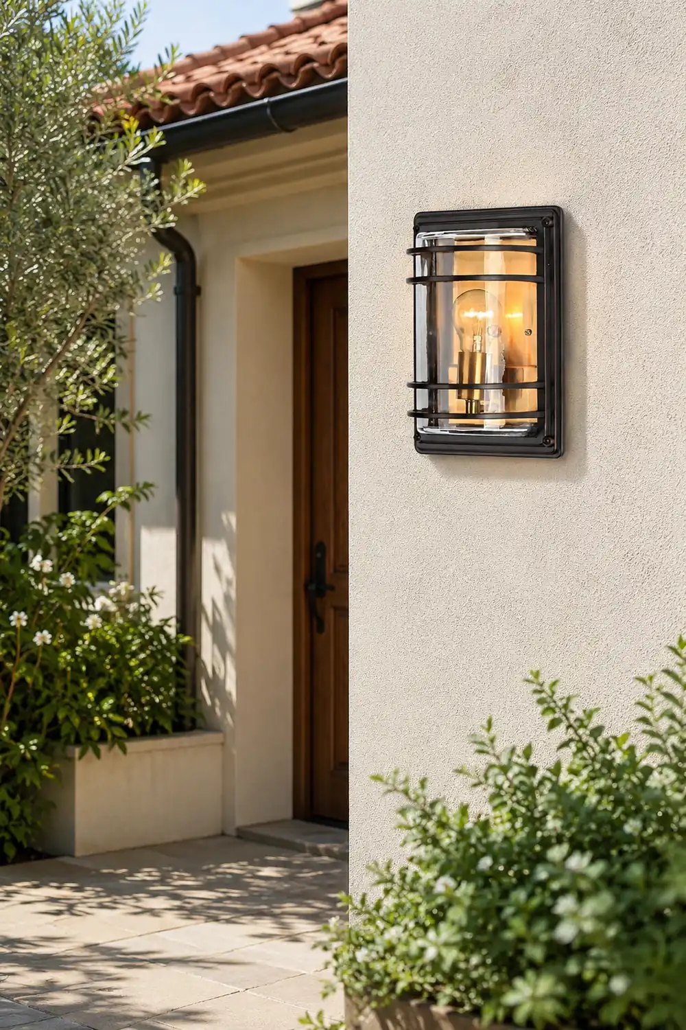 Vintage Aluminum Brown Glass Waterproof Modern Outdoor Wall Light - Lumpaz