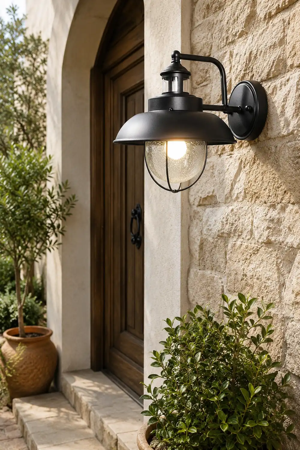 Antique Round Iron Bubbles Glass American Style Outdoor Wall Lights - Lumpaz