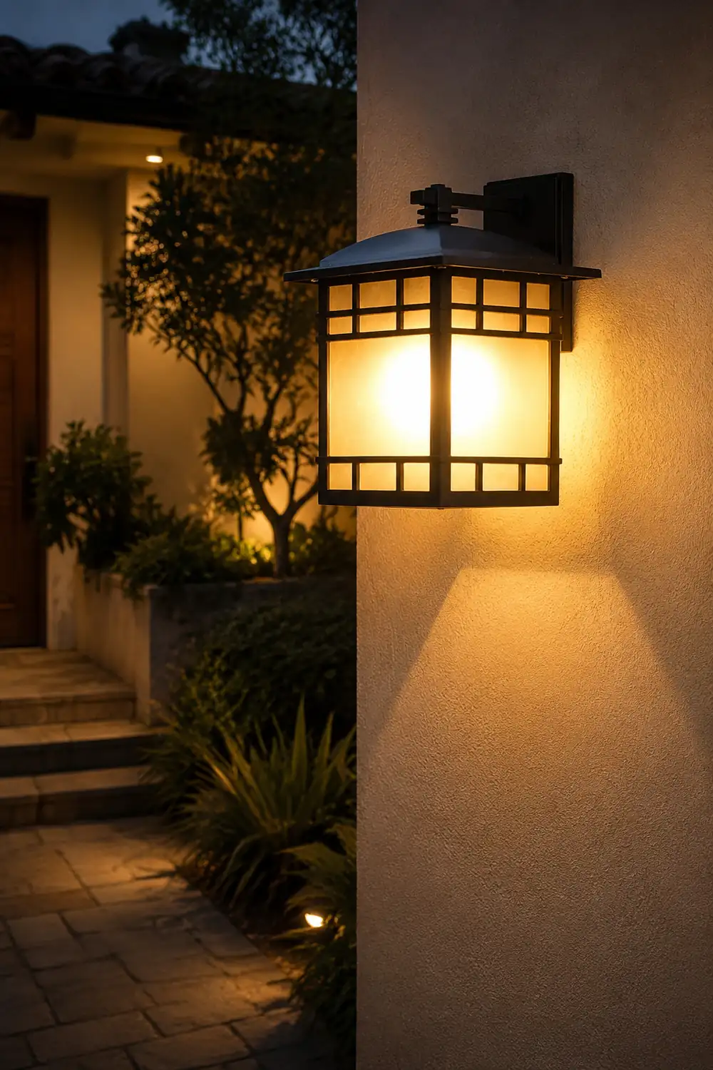 Square Retro Waterproof Yellow Glass Shade Vintage Outdoor Wall Lights - Lumpaz
